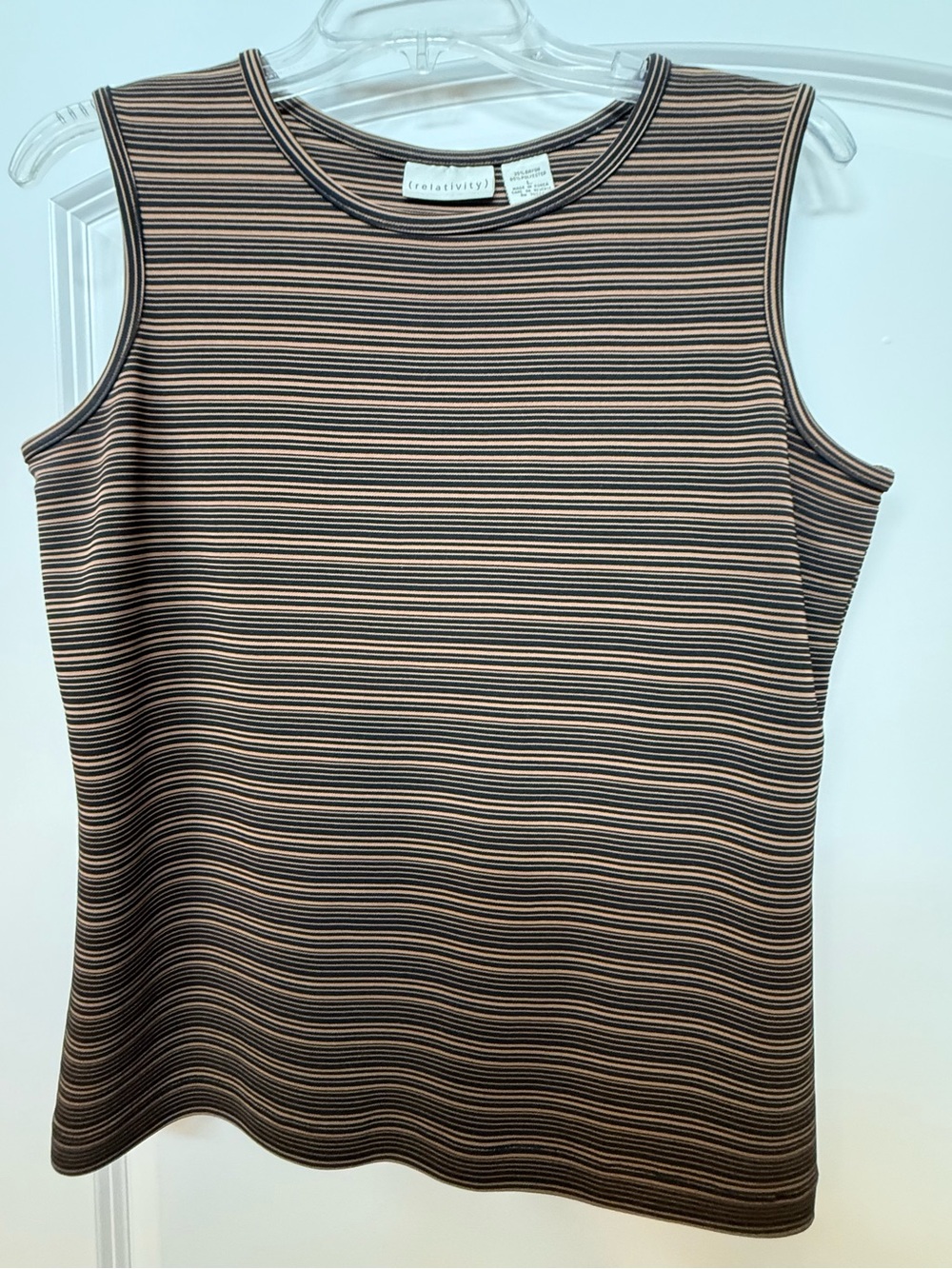 Relativity Striped Sleeveless Tank in Brown and Black